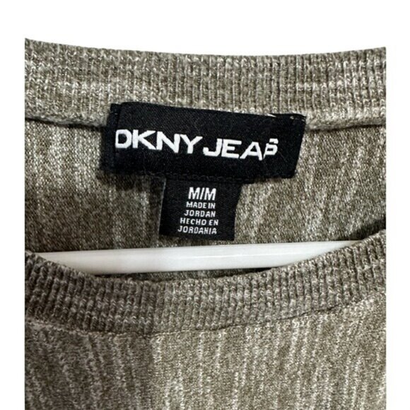 DKNY Jeans Heathered Olive Gray Short Sleeve Relaxed Fit Womens Top Size M - Picture 4 of 5